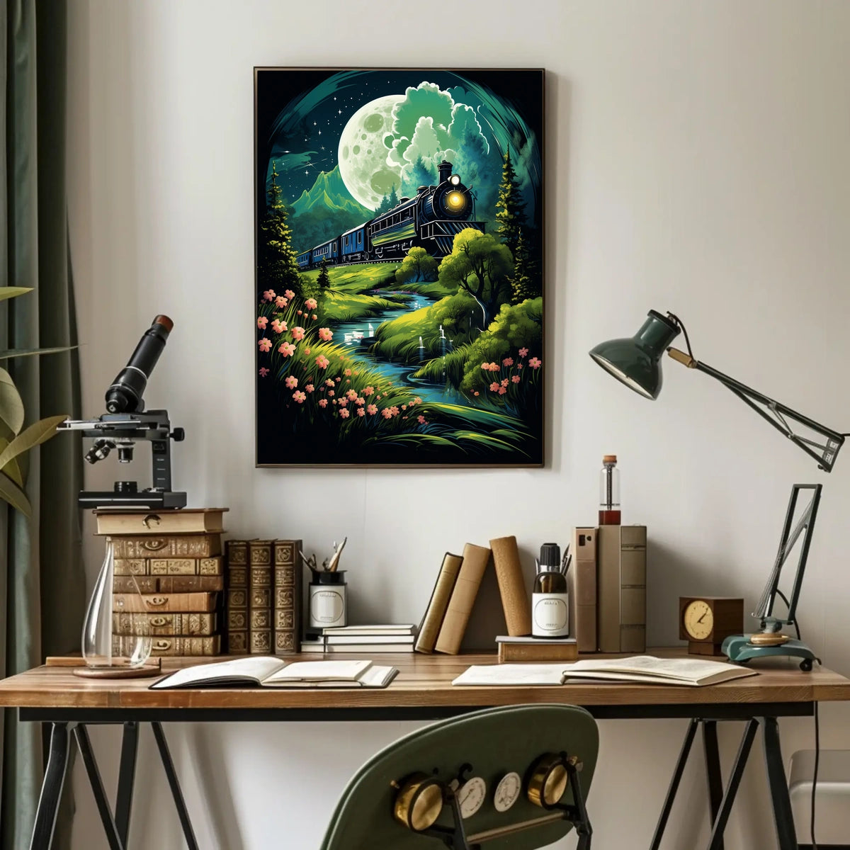 Moonlit Journey Dreamy Surrealism Poster