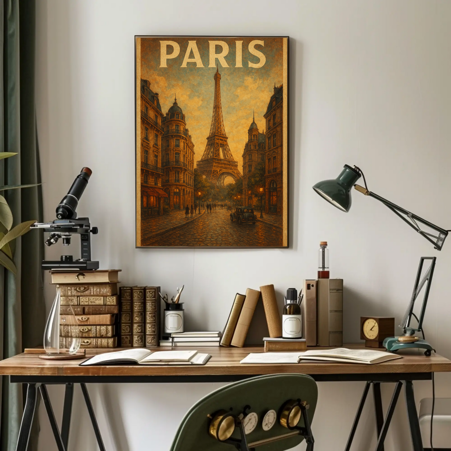 Paris Eiffel Tower Evening Travel Poster