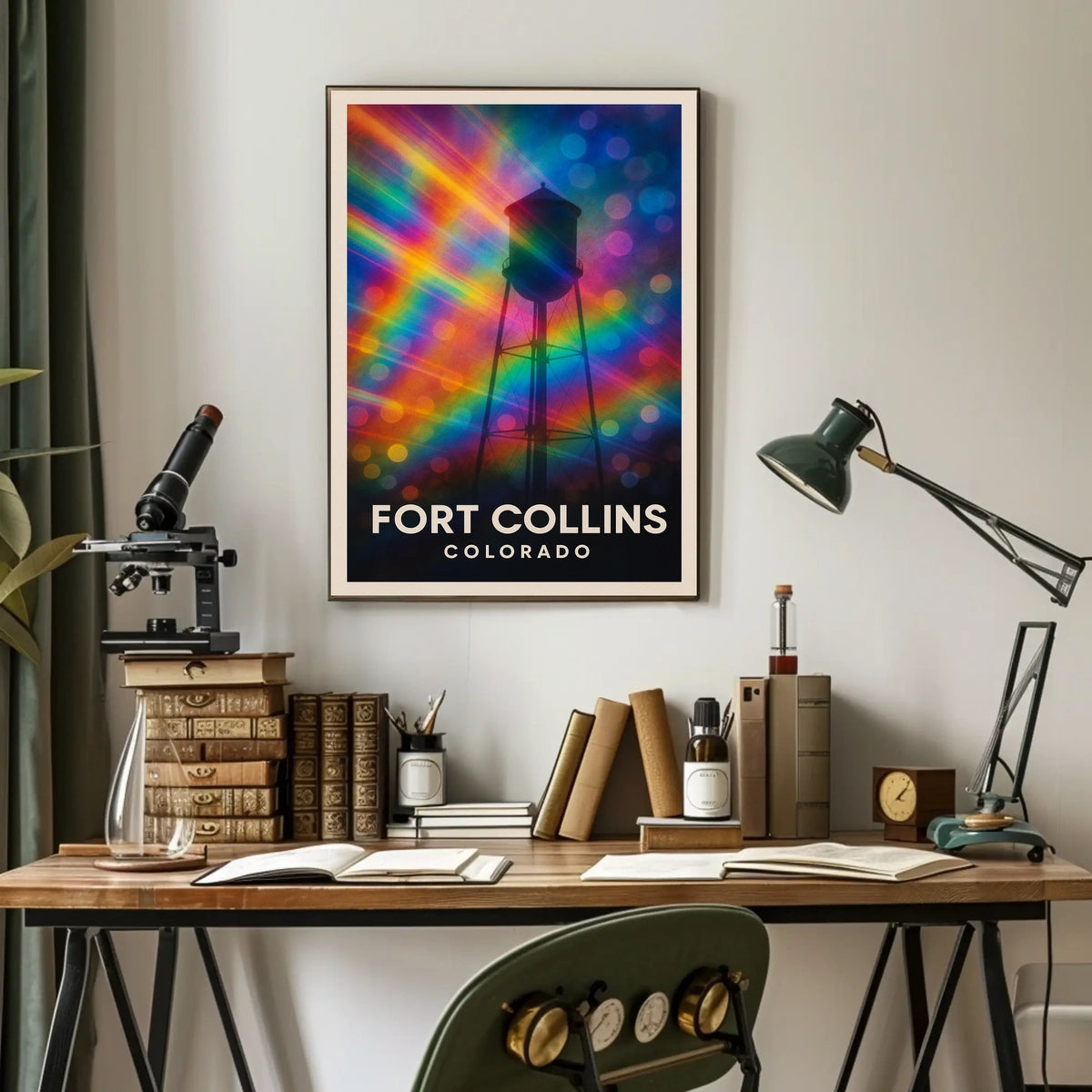 Fort Collins Water Tower Minimalist Realism Decor Poster