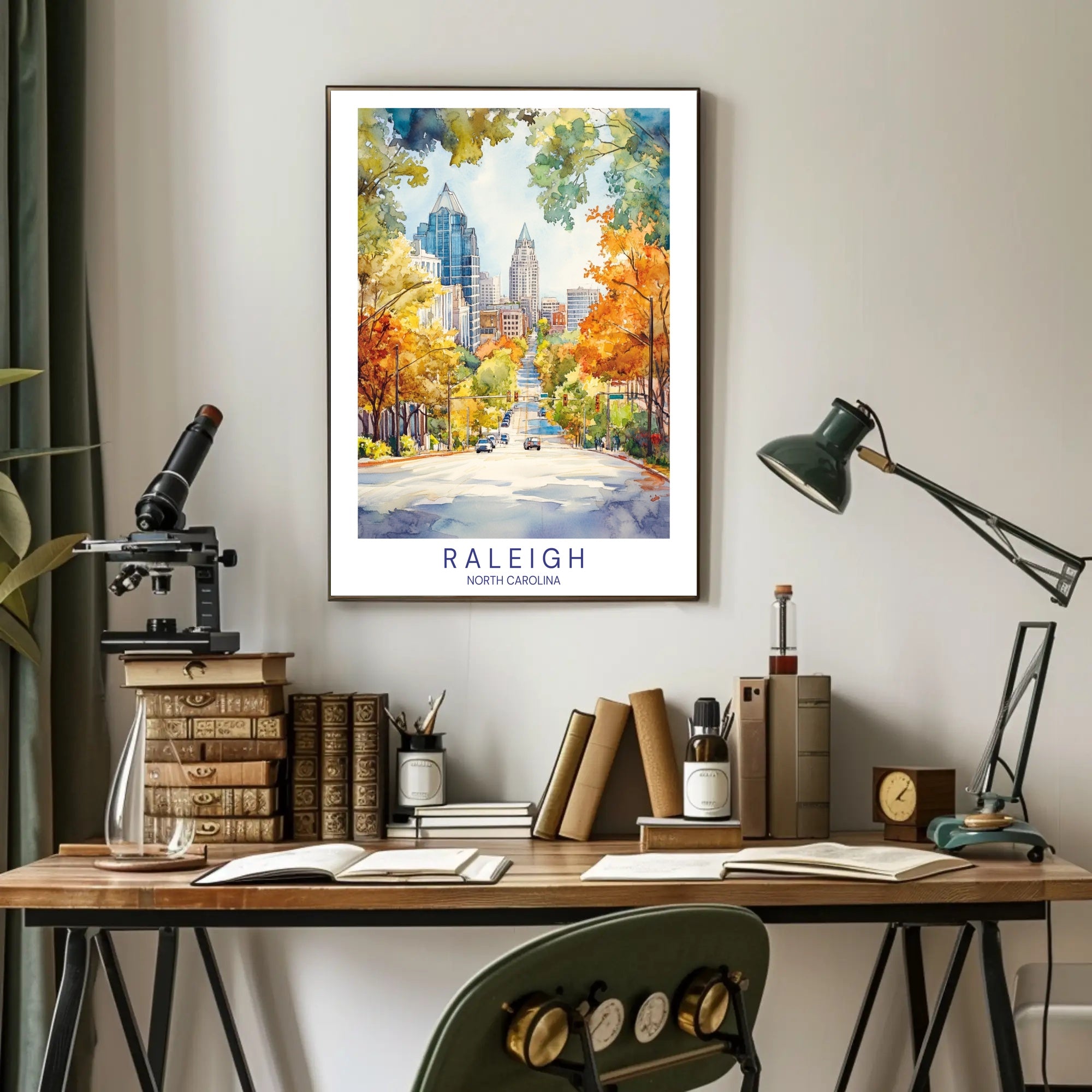 Raleigh Cityscape Poster PosterGoat