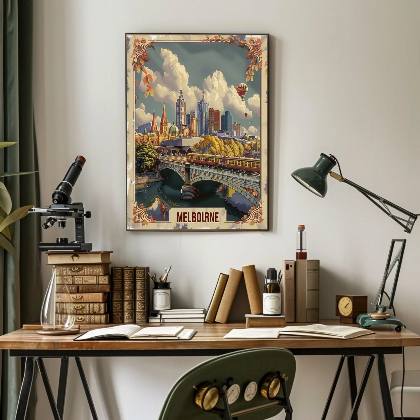 Melbourne Australia Skyline Bridge Travel Poster