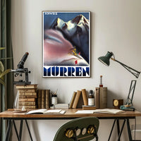 Ski Adventure in Mürren Vintage Travel Poster PosterGoat