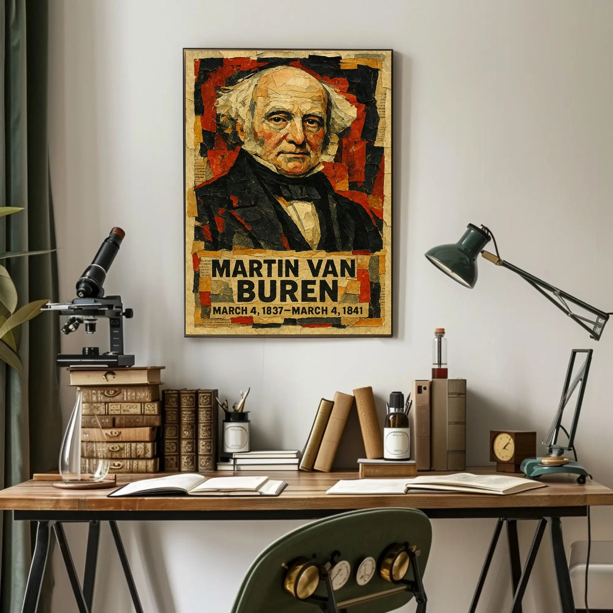 Martin Van Buren 8th President of the United States Layered paper Collage Poster