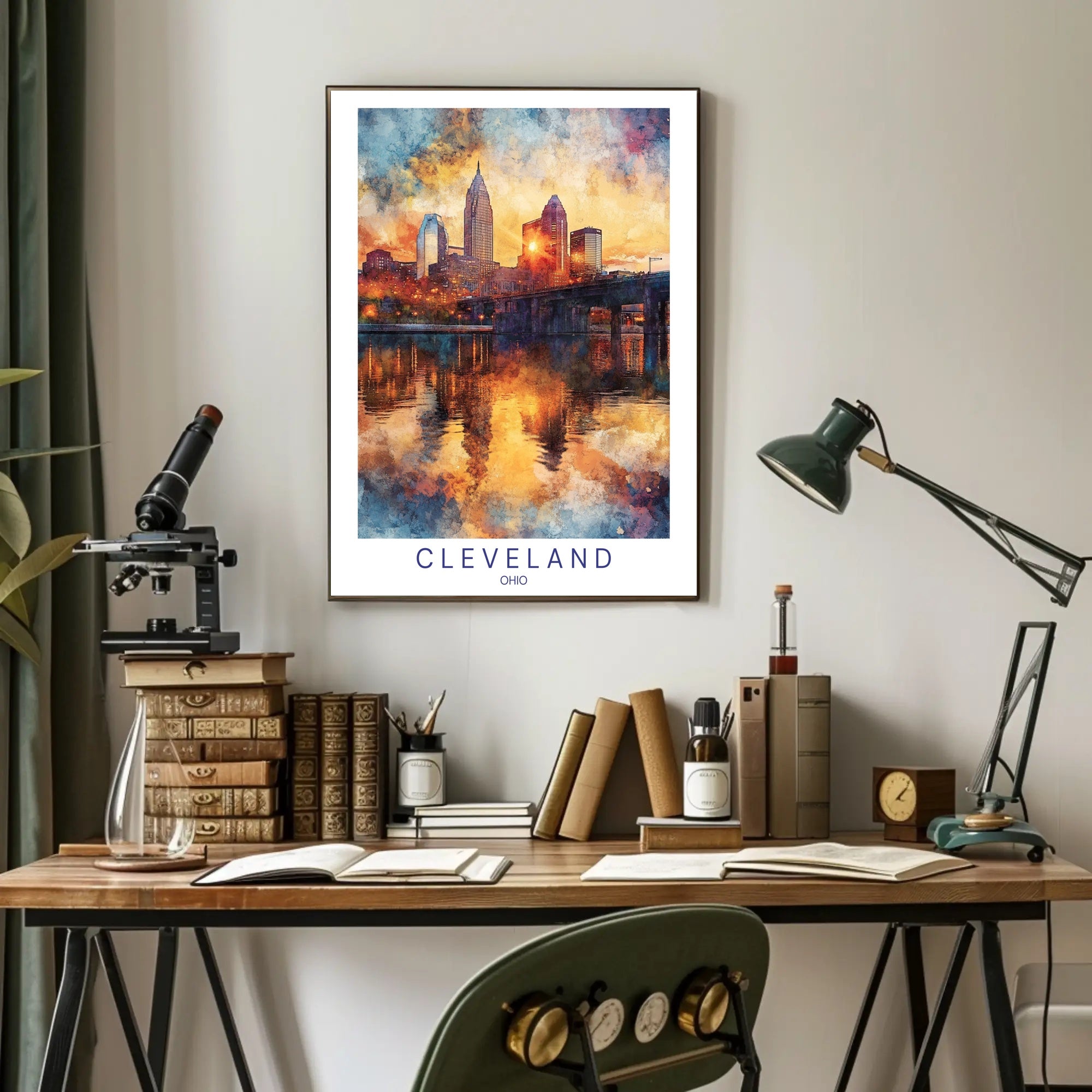 Cleveland Skyline at Sunset Poster PosterGoat
