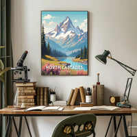 North Cascades Poster Vintage National Park Print