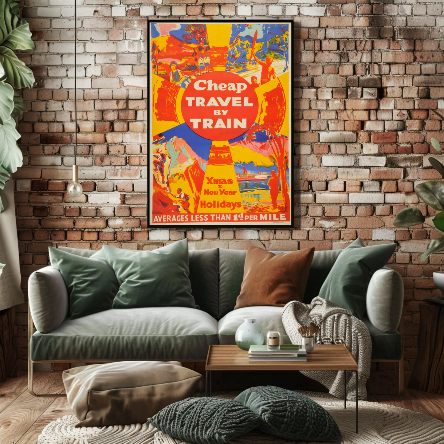 Vintage Poster Cheap Travel By Train
