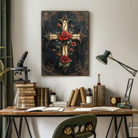 Roses And Cross Poster