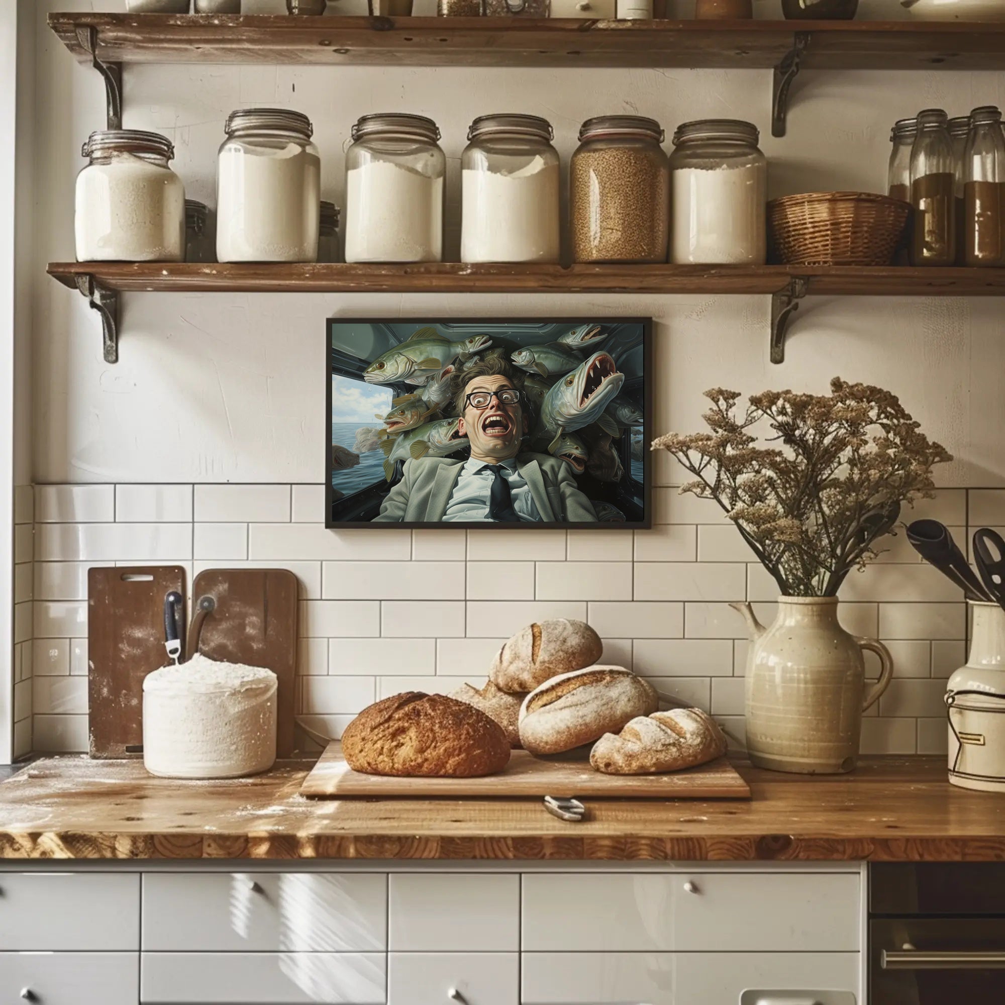 Fish-Filled Car Surreal Art Comedy Poster