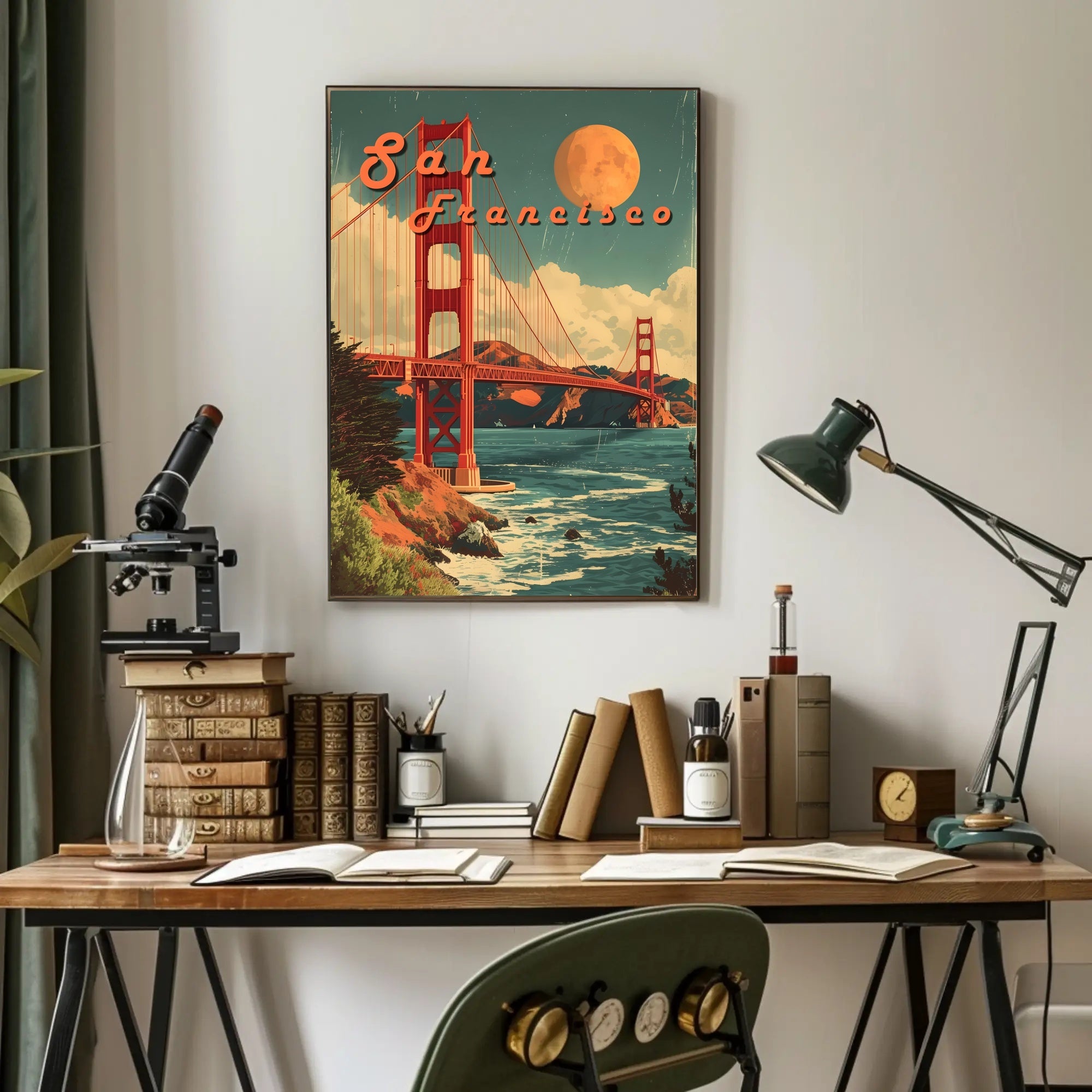 Golden Gate Bridge Retro San Francisco Travel Poster