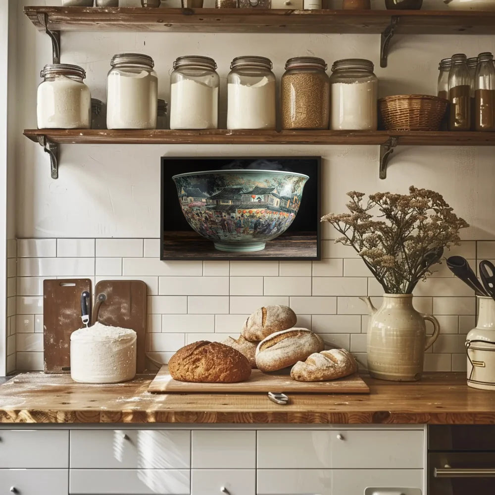 Ancient Asian Marketplace Ceramic Art Poster Print