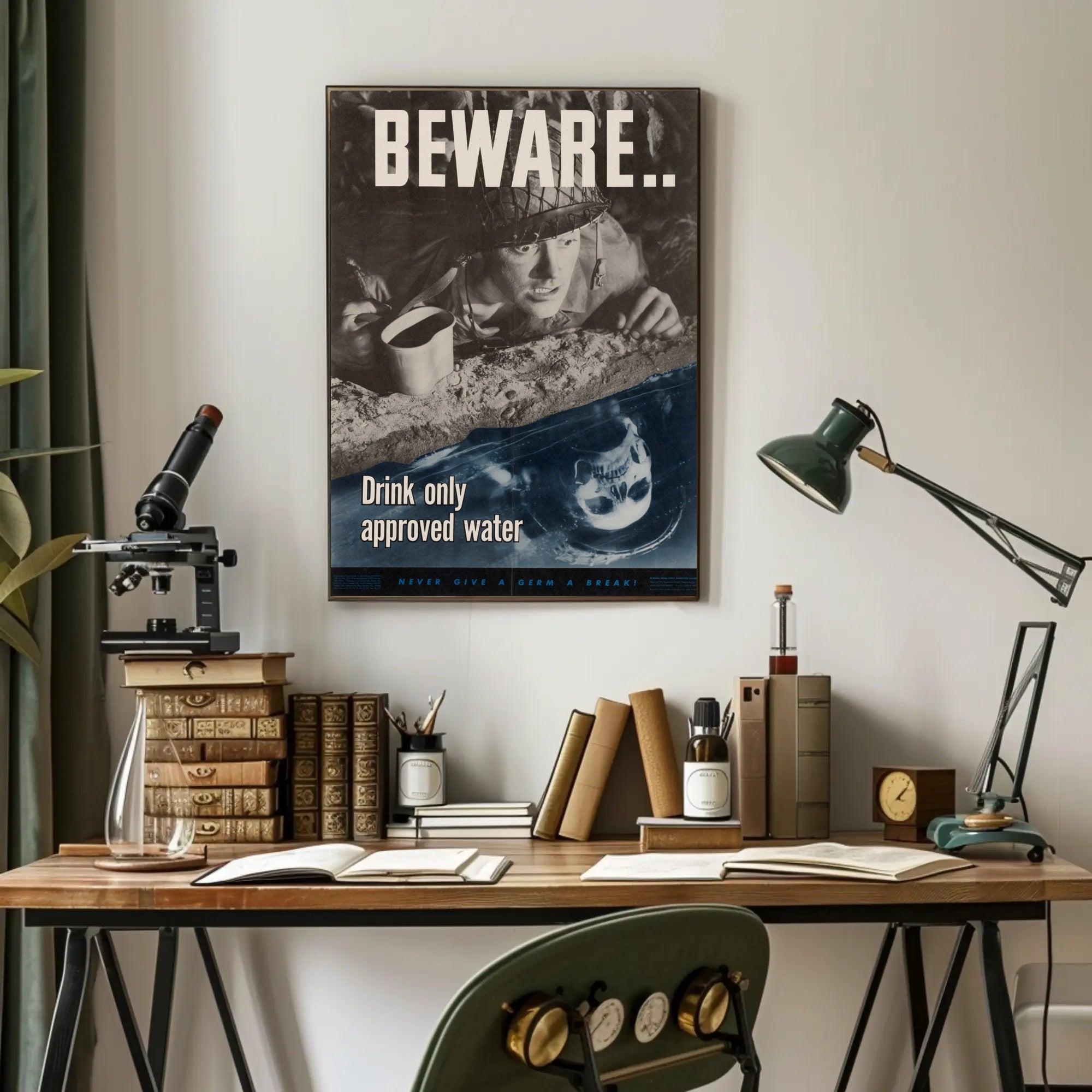Beware Drink Only Approved Water WWII Poster PosterGoat