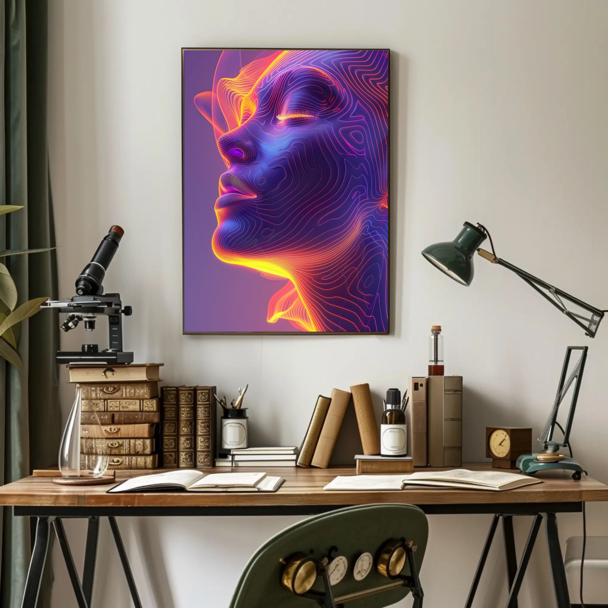 Futuristic Neon Abstract Art Print - Futuristic Sci-Fi Poster PosterGoat