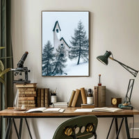 Serene Winter Chapel in Snowy Alpine Landscape