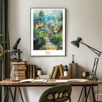 Bali Watercolor Travel Poster: Serene Tropical Landscape Art PosterGoat
