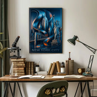New York City Futuristic Landmarks Poster Modern Wall Art
