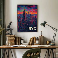 New York City Skyline Artwork Poster Modern Wall Art