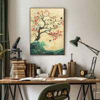Tranquil Tree and Sea Harmony Art Poster PosterGoat