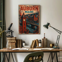 Auburn Maine Vintage Charm Wanderlust Decor Poster
