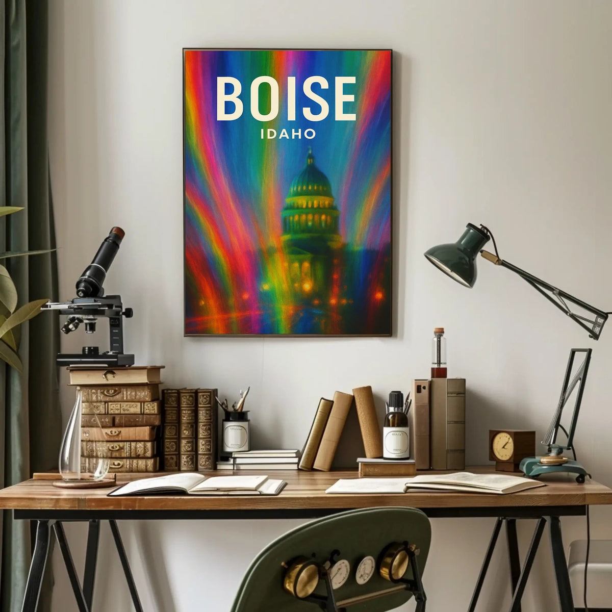 Boise Idaho Vibrant Cityscape Digital Painting Poster
