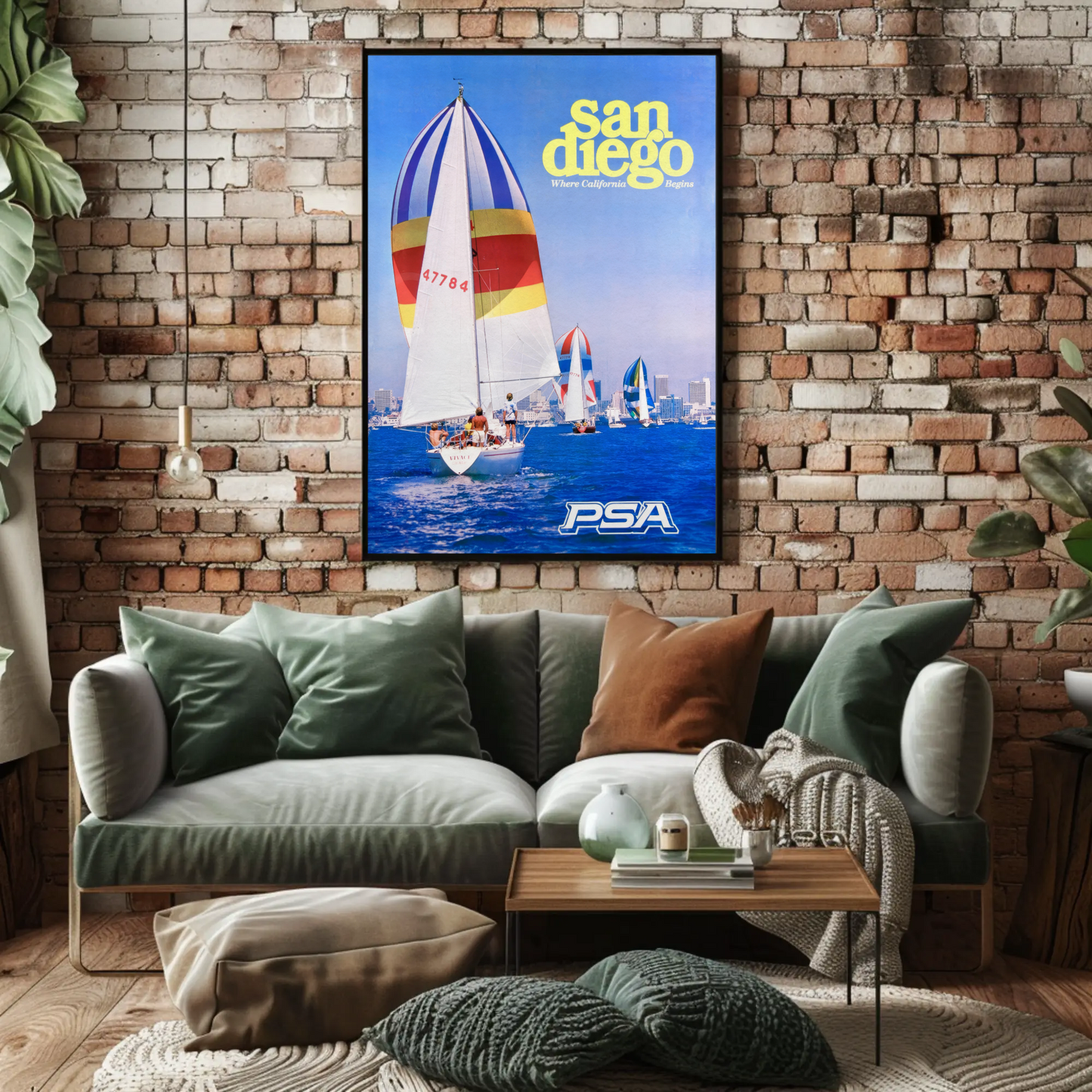 Vintage San Diego PSA Travel Sailing Vacation Poster