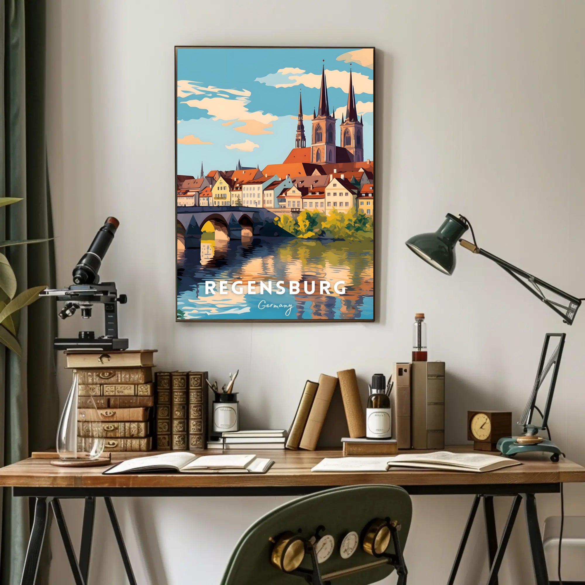 Regensburg Cityscape Travel Poster