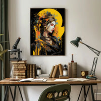 Futuristic Cyberpunk Woman Portrait Art Poster