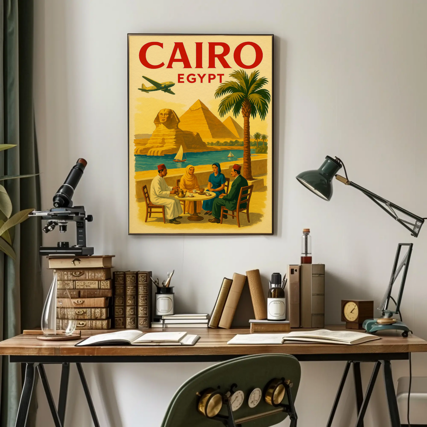 Cairo Egypt Pyramids Sphinx Vintage Culture Travel Poster