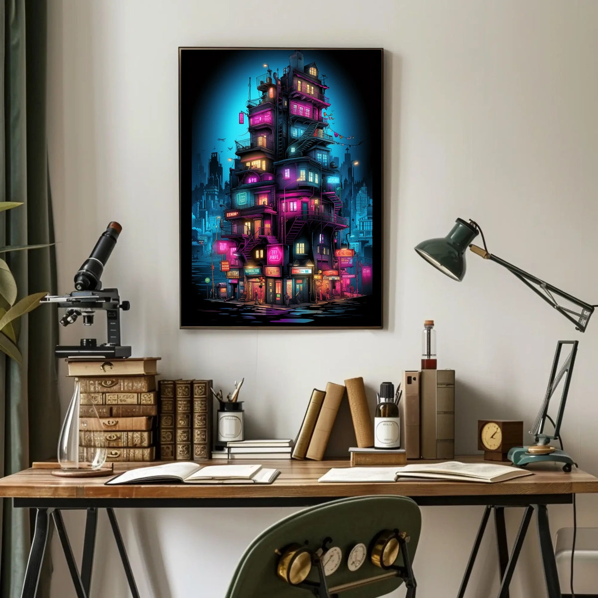 Neon Cityscape Poster