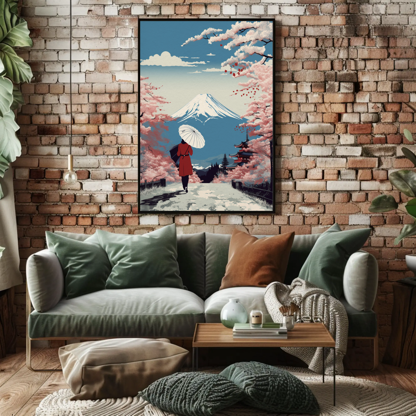 Japan Mount Fuji Cherry Blossoms Vintage Travel Poster