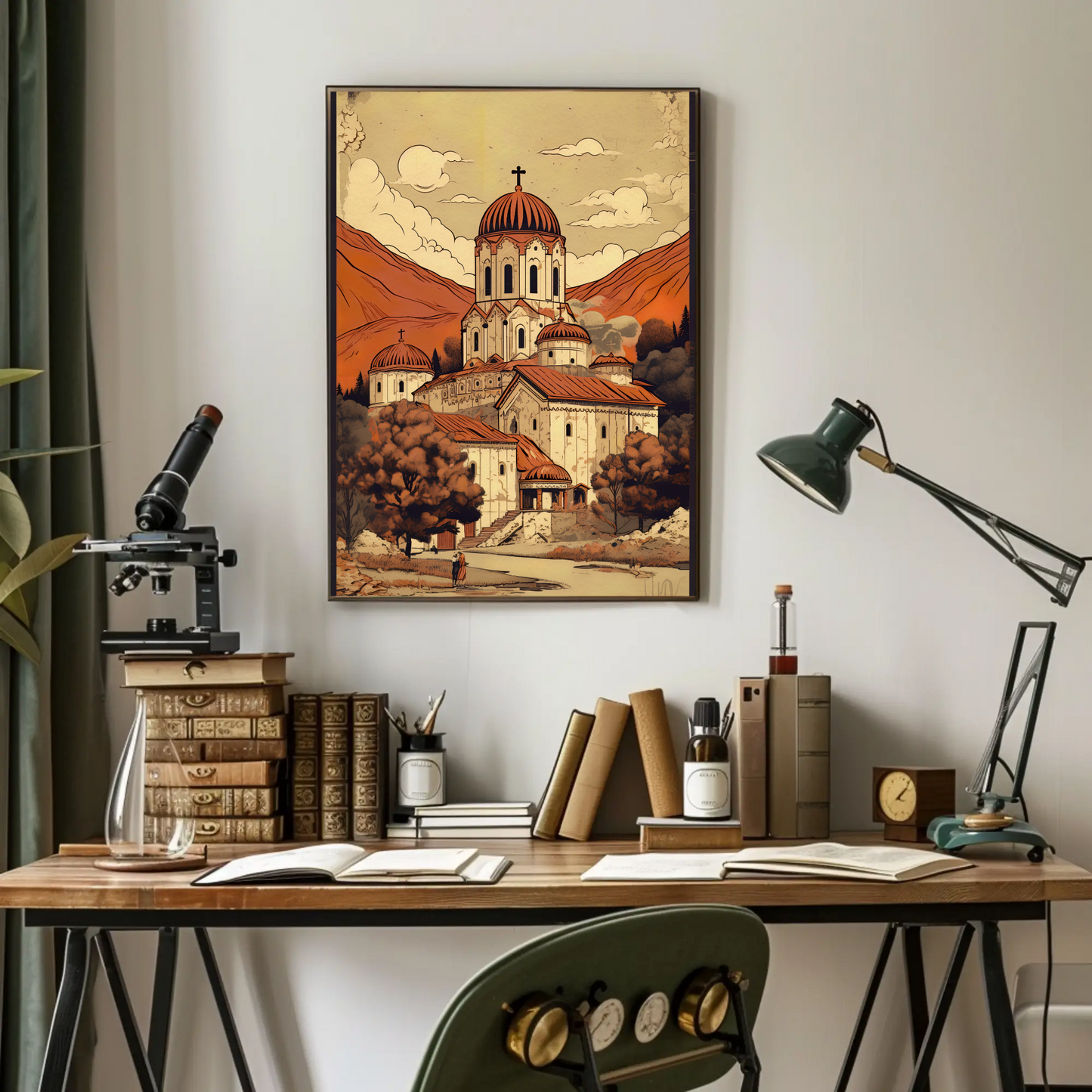Orthodox Monastery Valley View In Fall Travel Poster