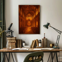 Gothic Cathedral Interior Hyper Realistic Art Decor Poster