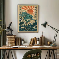 Surfing Fish Adventure Poster PosterGoat