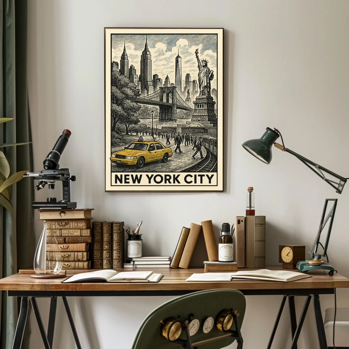 New York City Vintage Landmarks Poster Classic Skyline