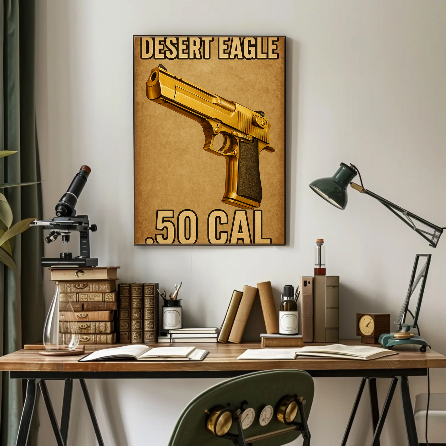 Desert Eagle Golden 50 Cal Metallic Firearm Pistol Gun Poster