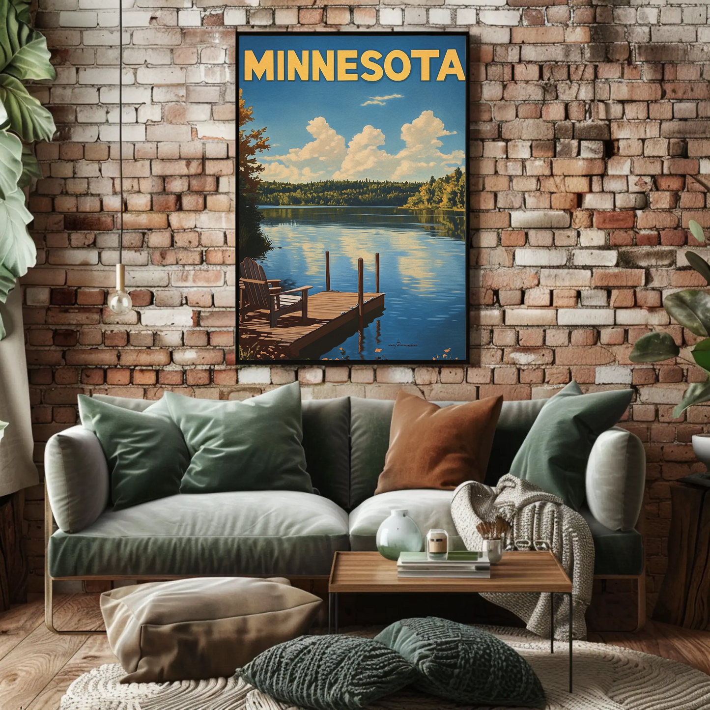 Minnesota Vintage Poster - Lakeside Dock View