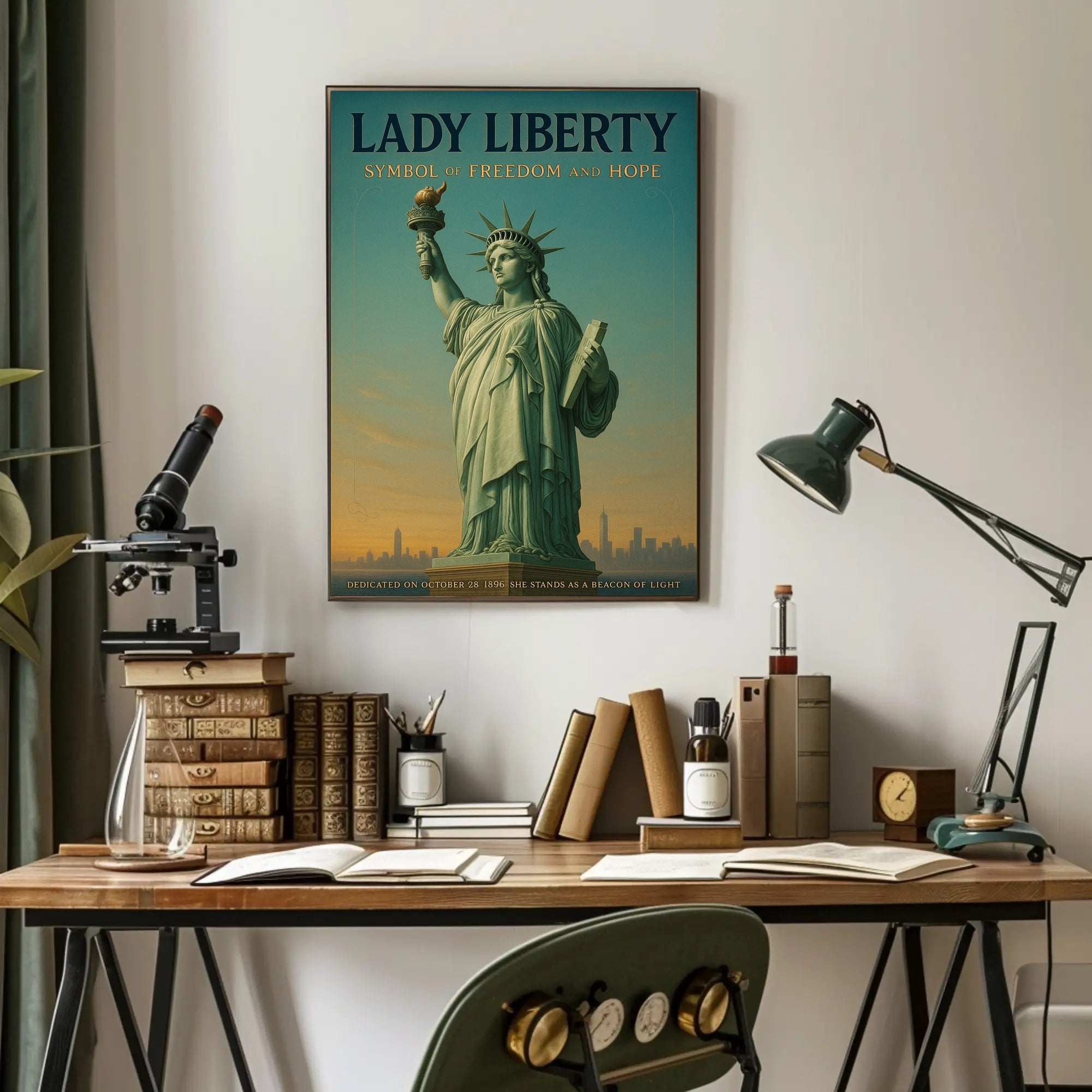 Statue Of Liberty Patriotic Poster Vintage Wall Art
