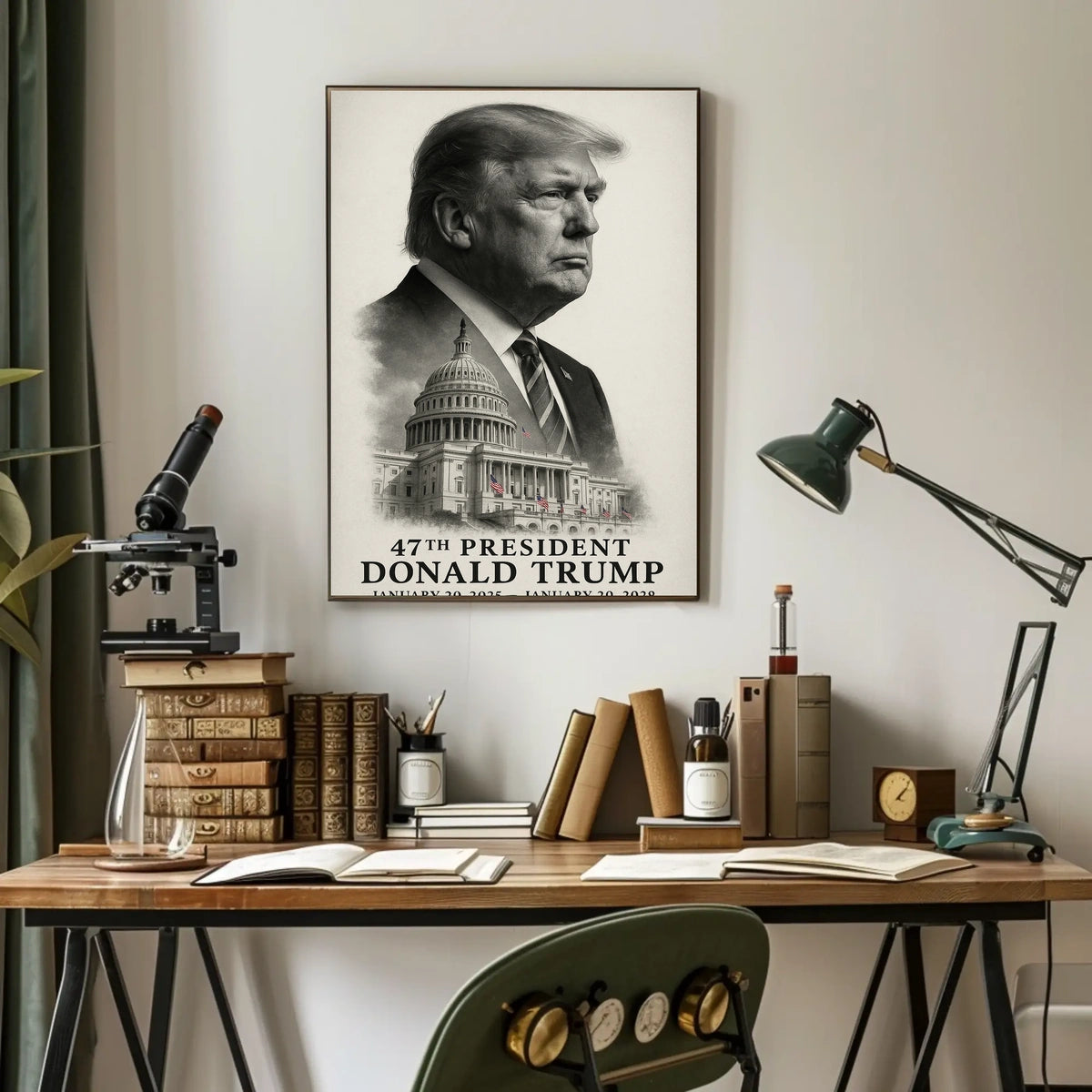 Donald Trump Resolute Visionary Above the Capitol Poster