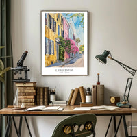 Charming Watercolor Charleston Street Scene Travel Poster PosterGoat