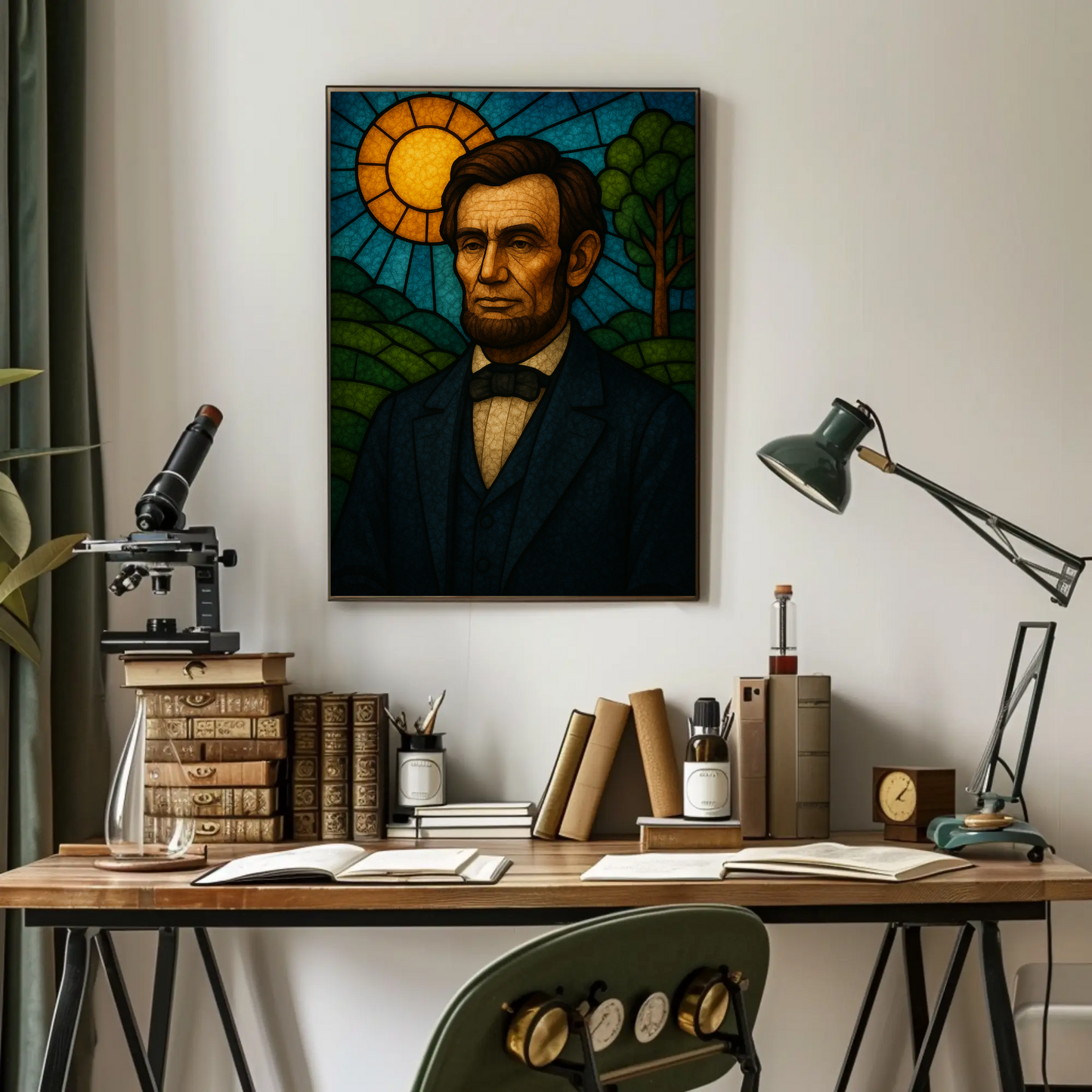 Abraham Lincoln Stained Glass Portrait Poster