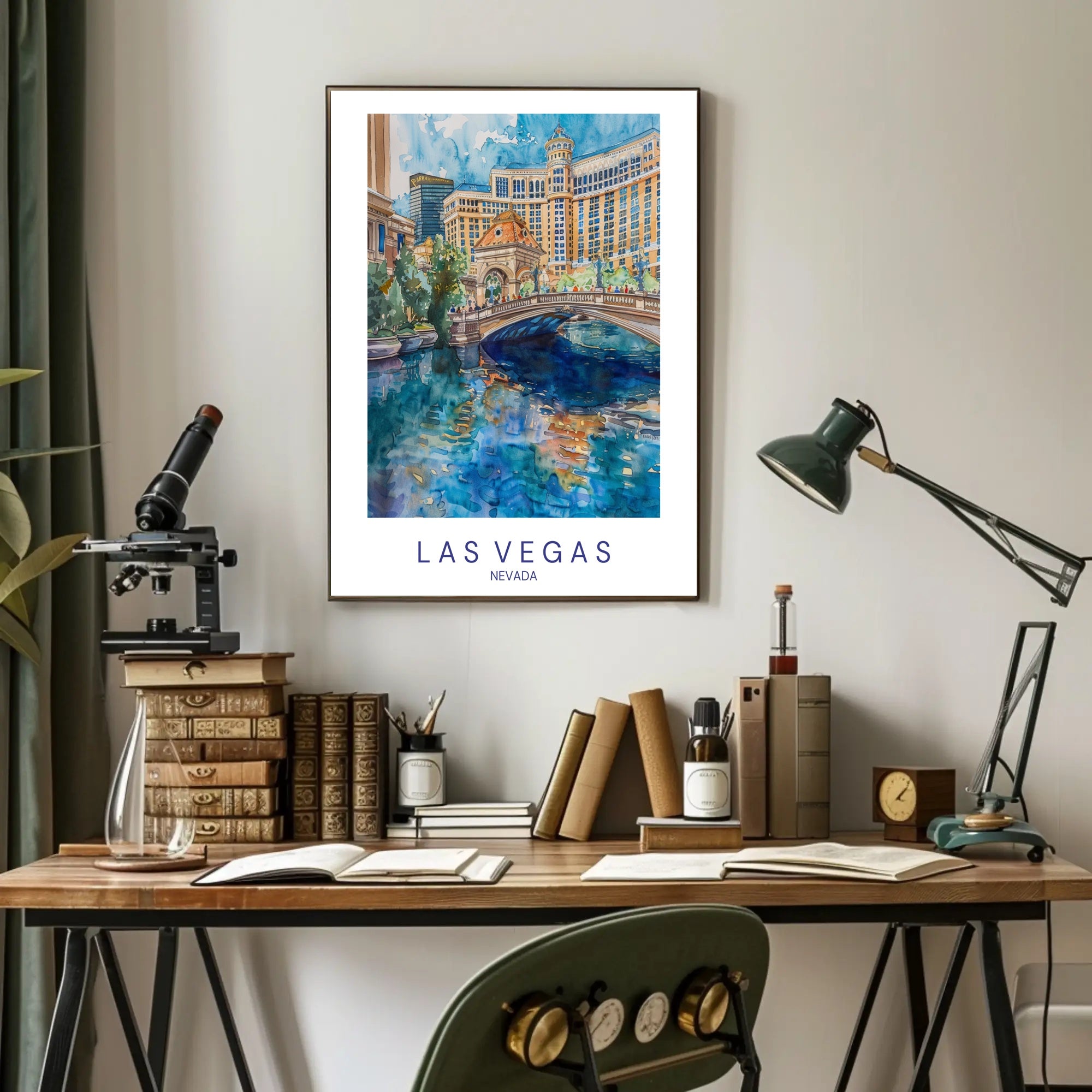 Vibrant Las Vegas Cityscape Watercolor Travel Poster PosterGoat