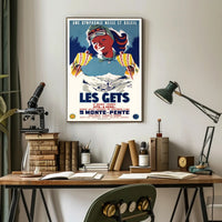 Les Gets Retro Skiing Travel Poster PosterGoat