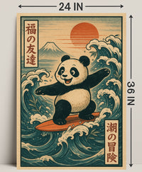 Pandas Surfing Adventure Poster PosterGoat