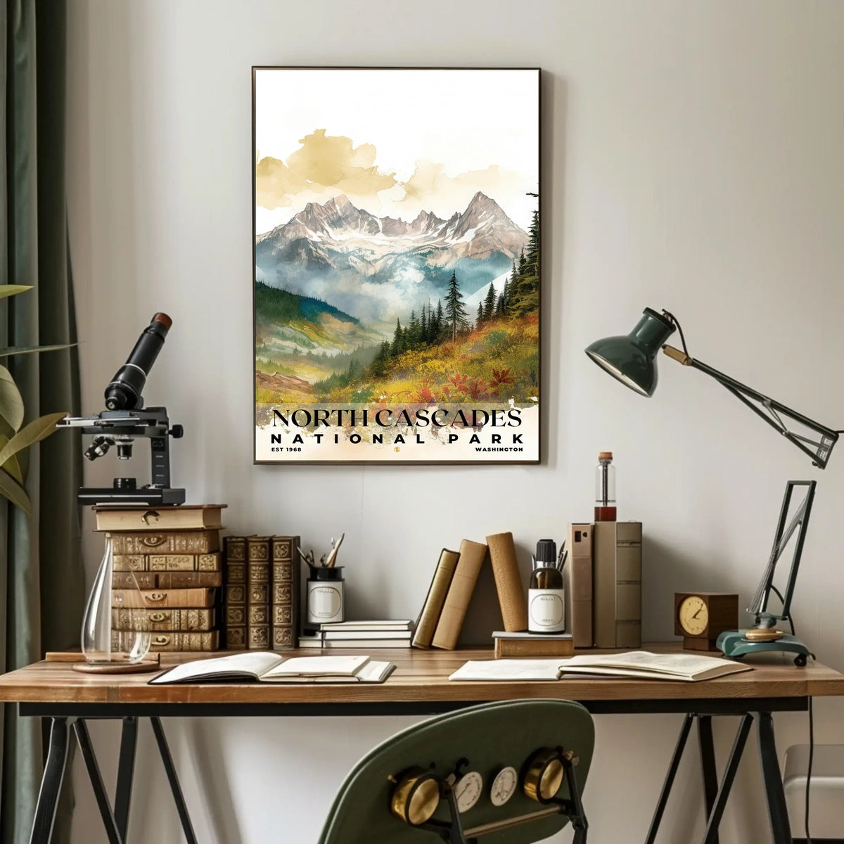 North Cascades Watercolor Wall Art Poster