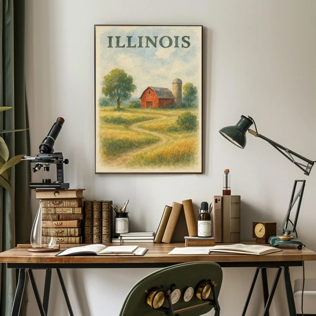 Illinois Countryside Dreamer Rustic Poster