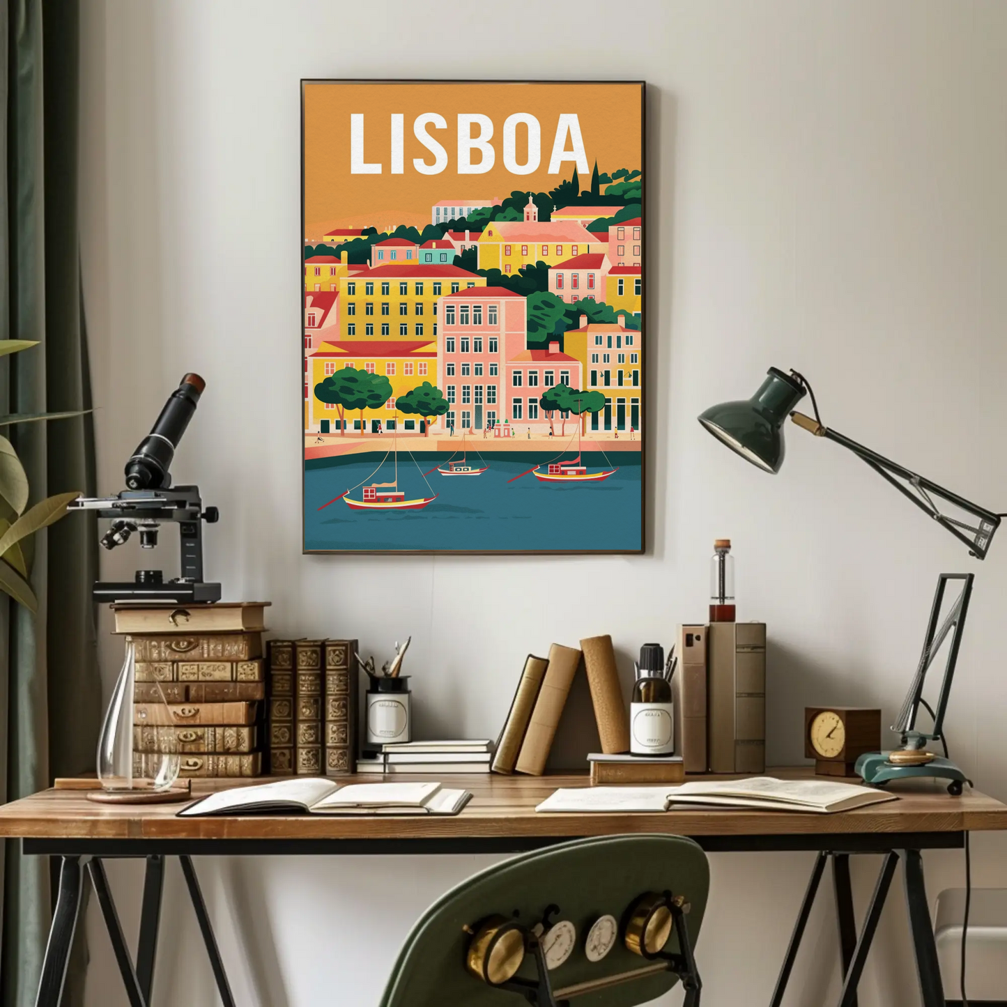 Lisbon Colorful Coastal Cityscape Portugal Print Travel Poster