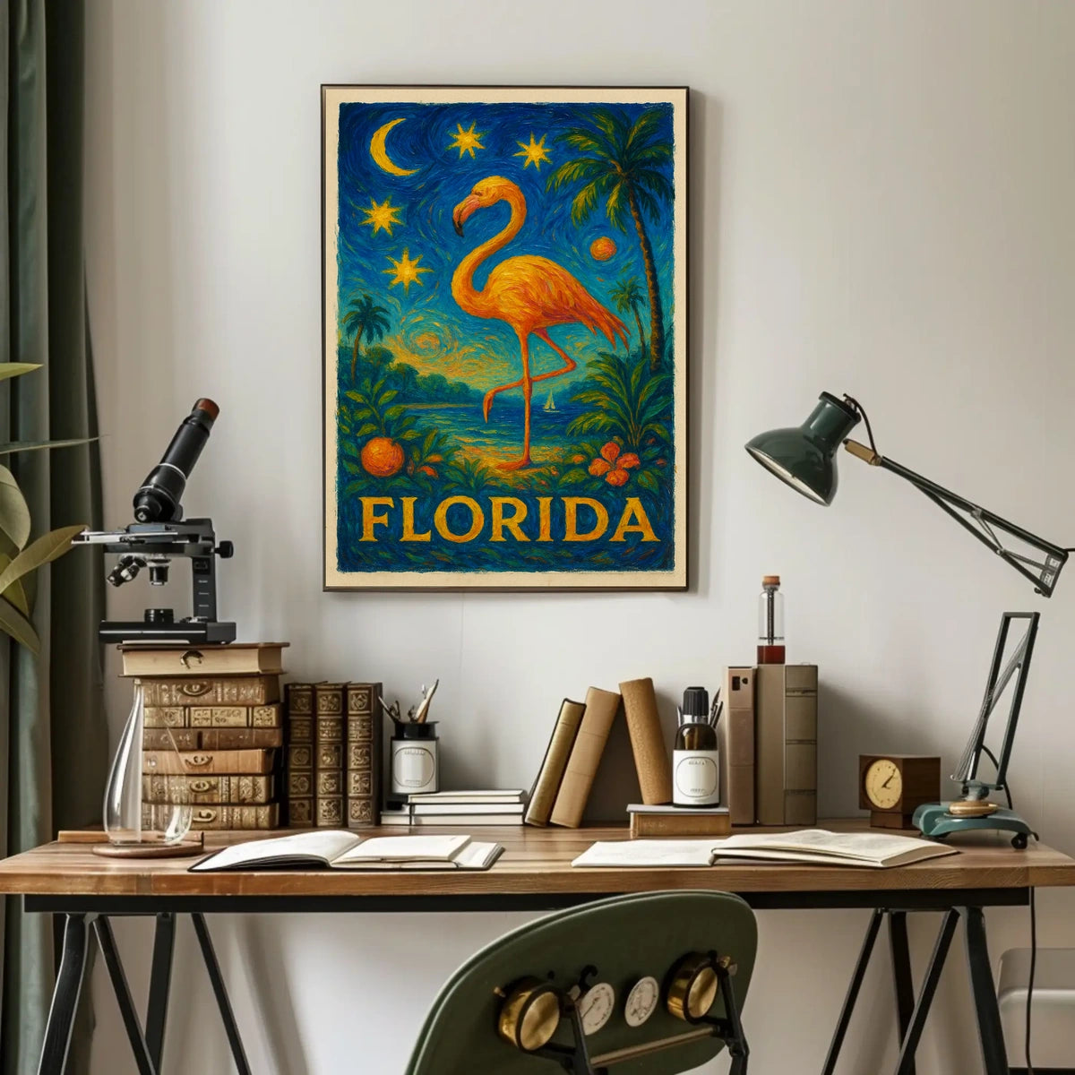 Florida Flamingo Tropical Travel Poster