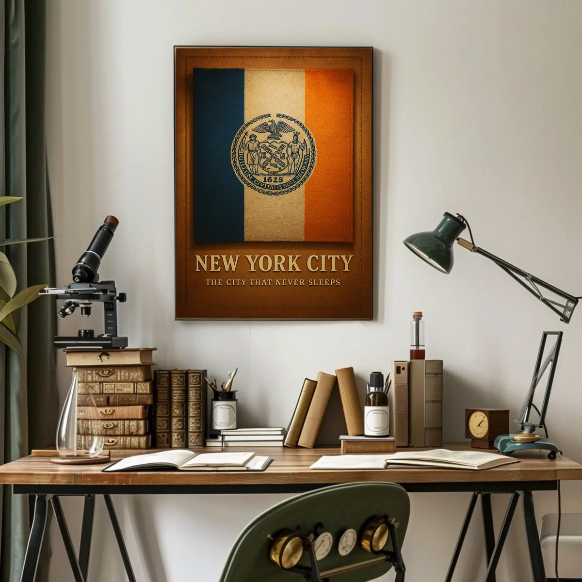 New York City Poster Modern Night Skyline Wall Art