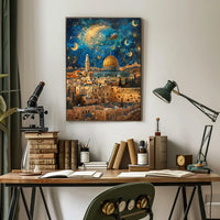 Enchanting Jerusalem Nightscape Holiday Fantasy Poster