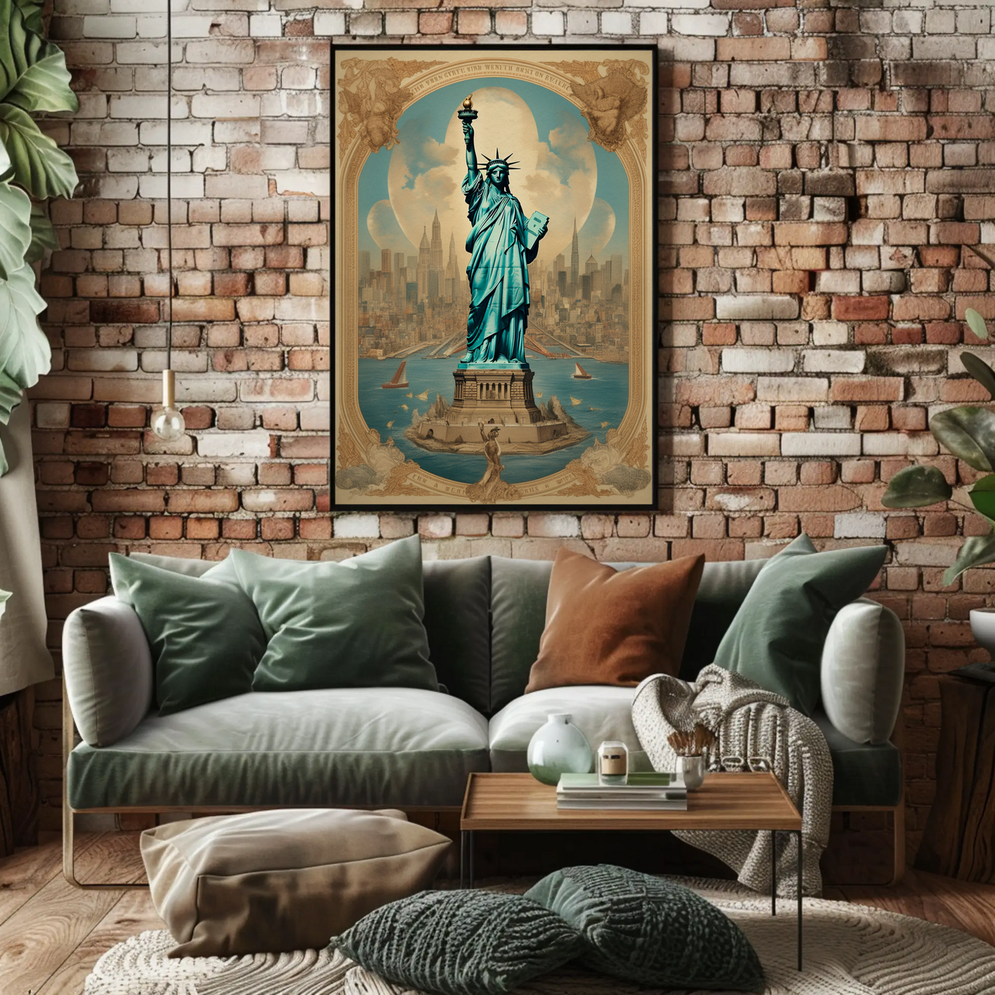 Statue Of Liberty New York Vintage Travel Poster