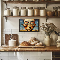 Surreal Face and Whimsical Desert Artistic Poster